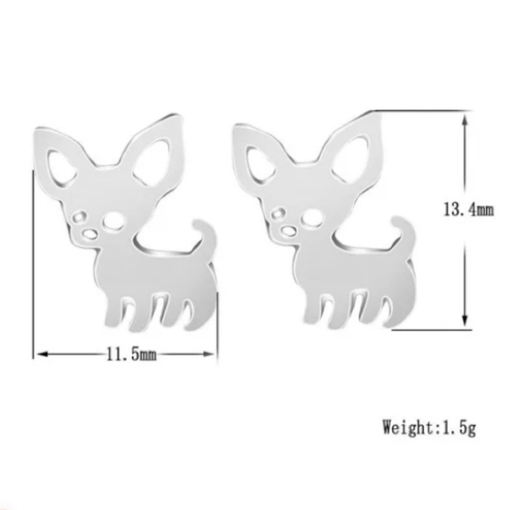 Teeny Tiny Sterling Silver Dog Lover Chihuahua Micro Stud Earrings - Picture 4 of 5